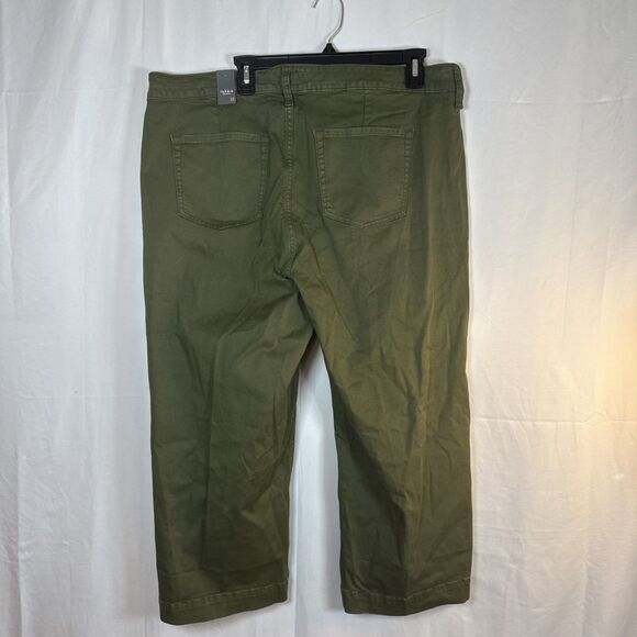 Women’s Torrid Crop Wide Leg Stretch Twill High Rise Patch Pant Green NWT - Picture 7 of 15